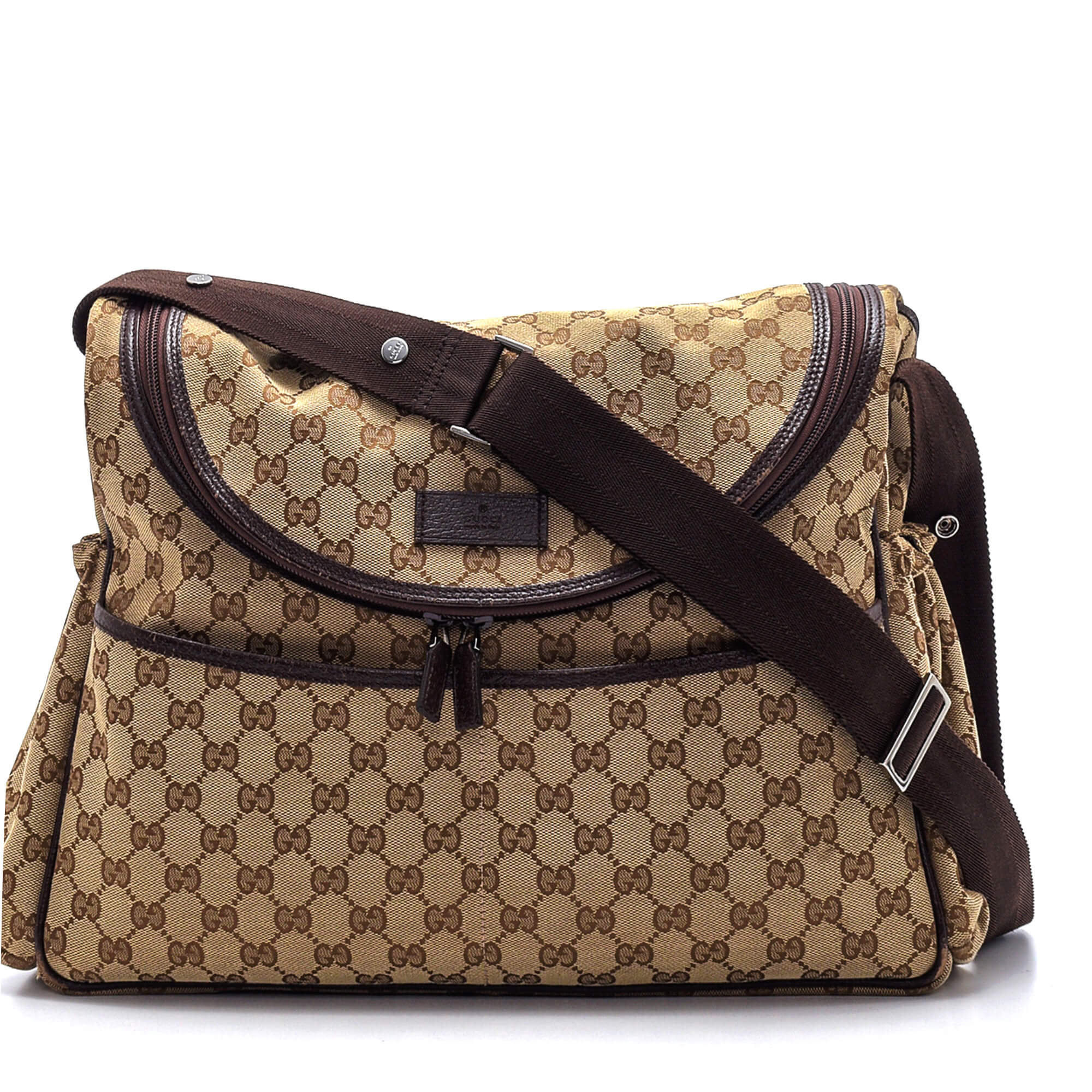Gucci - Ebony and Beige GG Logo Supreme Plus Diaper Bag